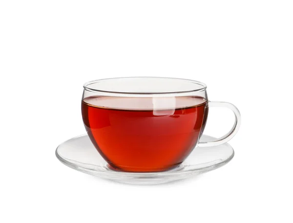 Glass Cup Freshly Brewed Tea Isolated White — Stock Photo, Image