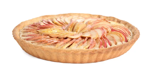 Délicieuse Tarte Aux Pommes Maison Isolée Sur Blanc — Photo