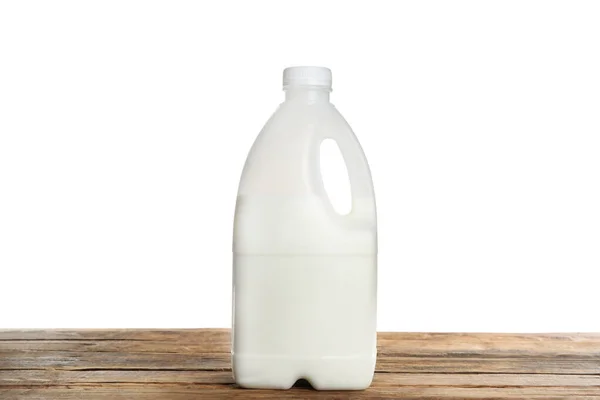 Gallon Bouteille Lait Sur Table Bois — Photo