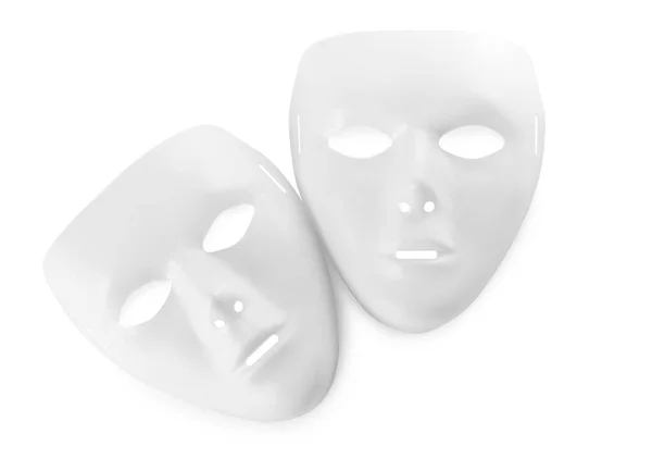 Divadelní Masky Bílém Pozadí Pohled Shora — Stock fotografie