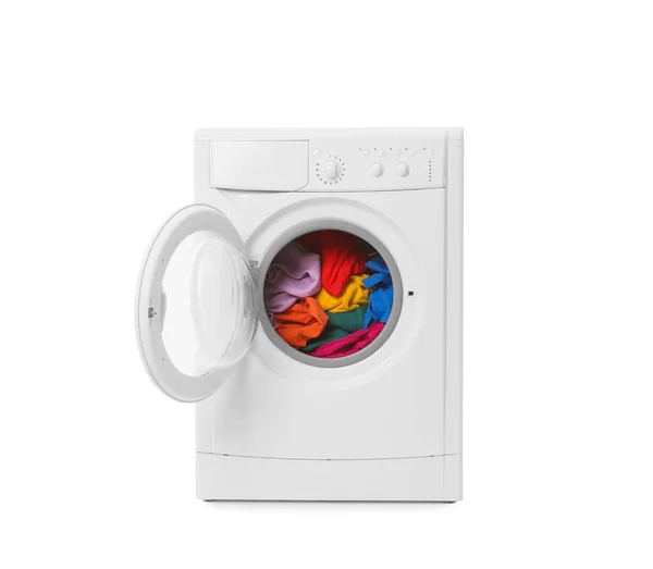 Modern Washing Machine Clothes Isolated White — Stock Photo, Image