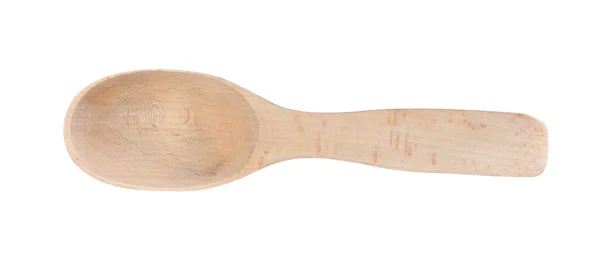 Wooden Spoon Isolated White Top View — Stock Photo, Image