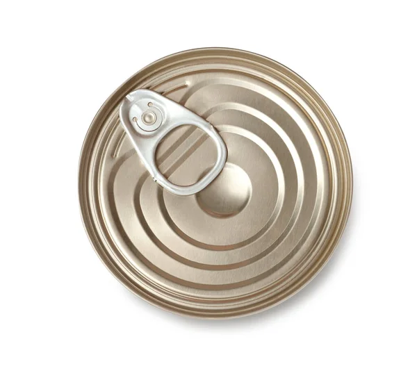 Tin Can Wet Pet Food Isolated White Top View — Stock Photo, Image