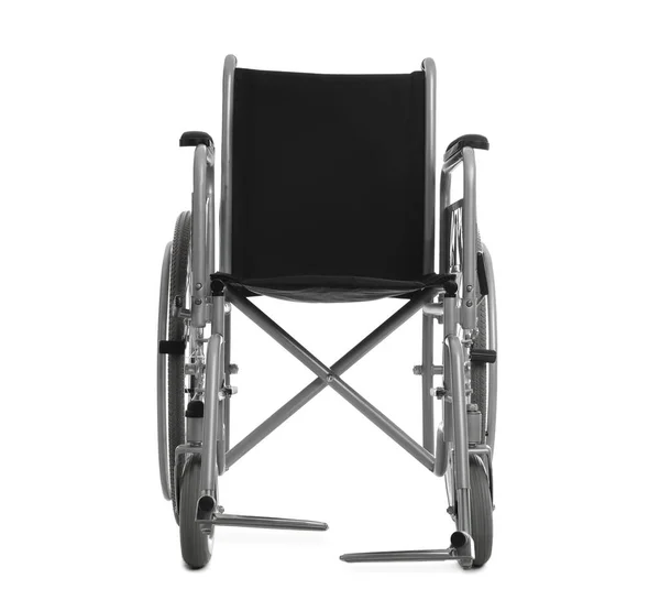 Νέο Μοντέρνο Άδειο Αναπηρικό Αμαξίδιο Λευκό Φόντο — Φωτογραφία Αρχείου