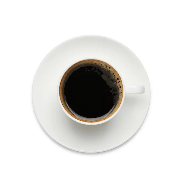 Чашка Черного Ароматного Кофе Белом Фоне Вид Сверху — стоковое фото