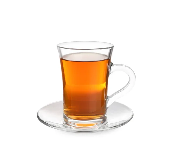 Glass Cup Freshly Brewed Tea Isolated White — Stock Photo, Image