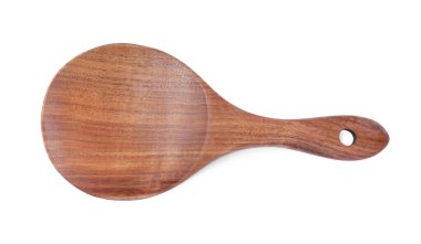 Tahta kaşık beyaz, üst görünümde izole