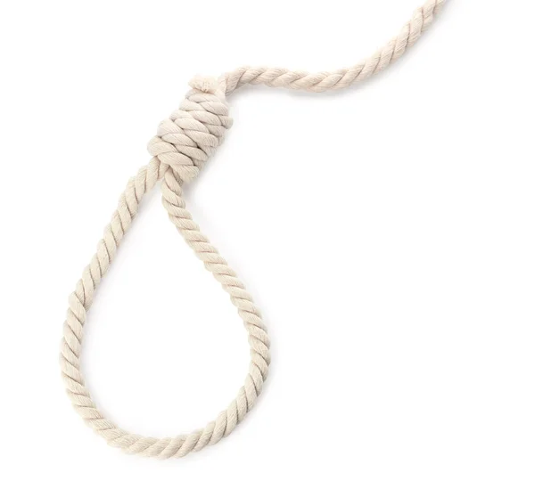 Rope Noose Knot White Background Top View — Stock Photo, Image