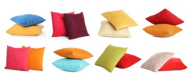 Beyaz arka planda farklı renkte yumuşak yastıklarla ayarlanmış. Pankart tasarımı