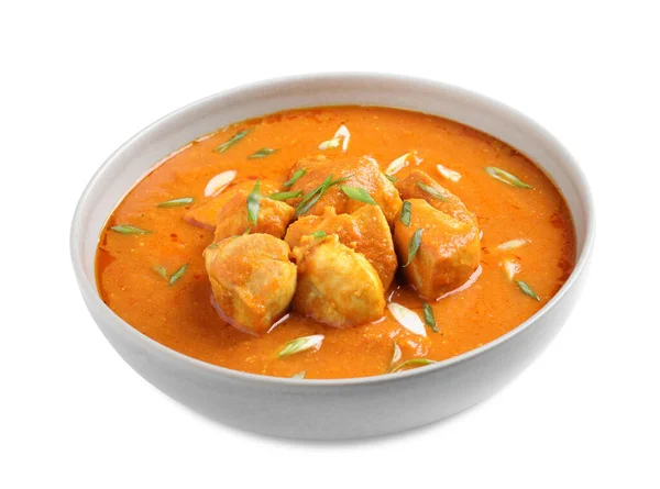 Bowl Finom Csirke Curry Fehér Alapon — Stock Fotó