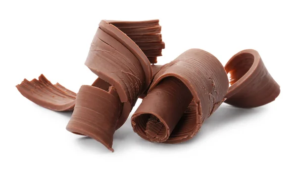 Smaskiga Choklad Lockar För Inredning Vit Bakgrund — Stockfoto