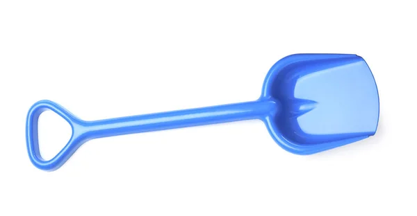 Lichtblauwe Plastic Speelgoedschep Geïsoleerd Wit Bovenaanzicht — Stockfoto