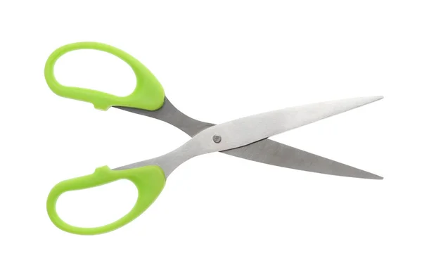 Office Scissors Color Handle Isolated White Top View — Stock Photo, Image