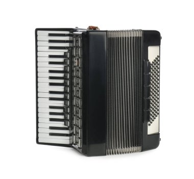 Piyano akordeonu beyaza izole edilmiş. Müzik aleti