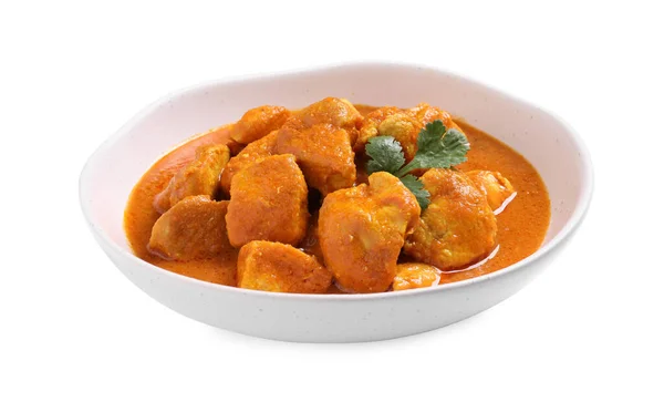 Bowl Finom Csirke Curry Fehér Alapon — Stock Fotó