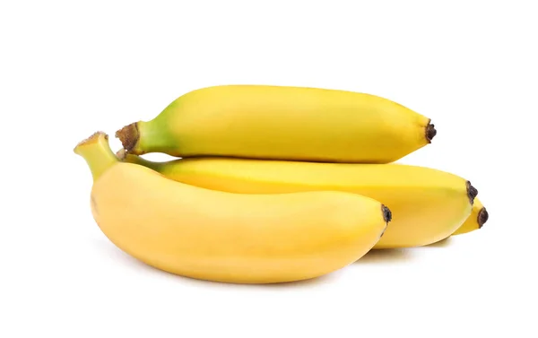 Söta Mogna Baby Bananer Isolerade Vitt — Stockfoto