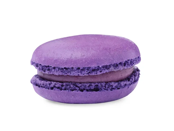 Macaron Púrpura Aislado Blanco Delicioso Postre — Foto de Stock