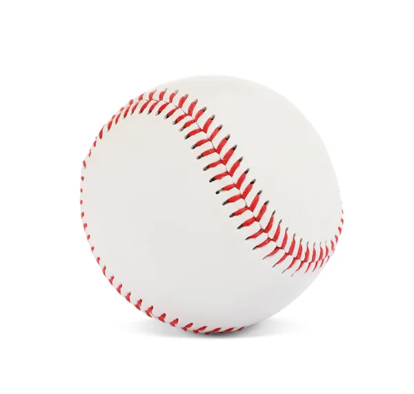 Nowa Tradycyjna Piłka Baseballowa Izolowana Białym — Zdjęcie stockowe