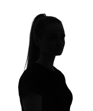 Beyaz arka planda isimsiz bir kadının silueti