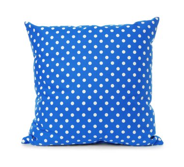 Yumuşak mavi yastık ve beyaz noktalar.