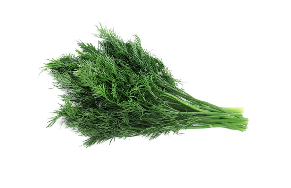 Bunch Fresh Dill White Background Top View — Stock Photo, Image