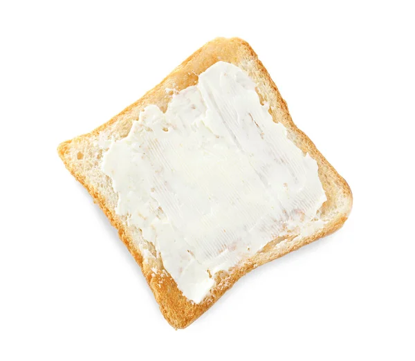 Köstlicher Toast Mit Butter Isoliert Auf Weiß Von Oben — Stockfoto