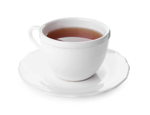 Tasse Aromatischen Heißen Tee Isoliert Auf Weiß — Stockfoto