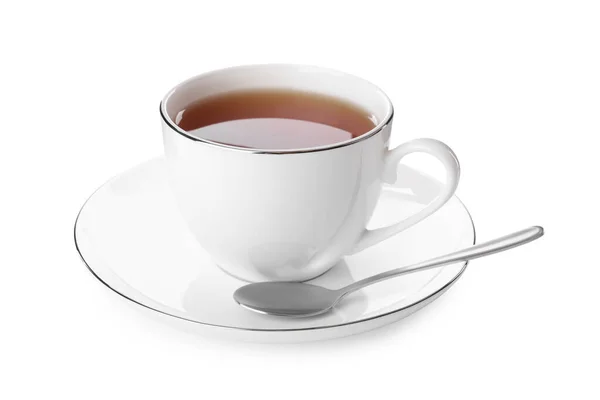Xícara Chá Quente Aromático Isolado Branco — Fotografia de Stock