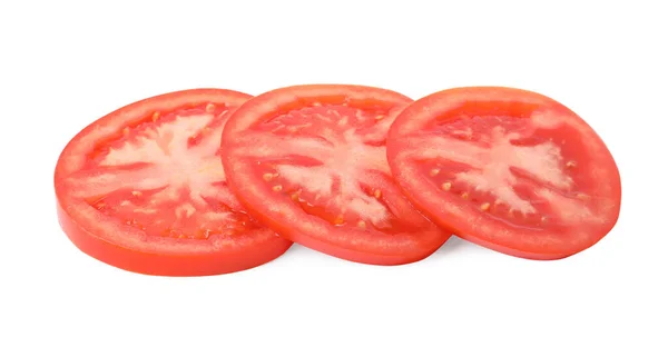 白で隔離された熟したトマトのスライス — ストック写真