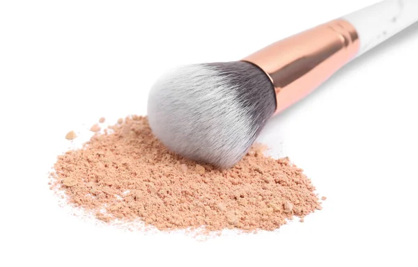 Loose Face Powder Makeup Brush White Background — Stock Photo, Image
