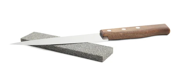 Sharpening Stone Knife White Background — Stock Photo, Image