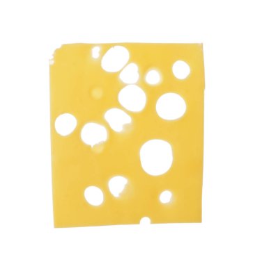 Beyaza izole edilmiş lezzetli bir peynir dilimi.