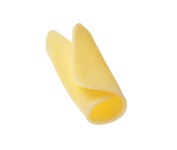 Beyaza Izole Edilmiş Lezzetli Bir Peynir Dilimi — Stok fotoğraf