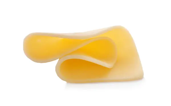 Beyaza Izole Edilmiş Lezzetli Bir Peynir Dilimi — Stok fotoğraf