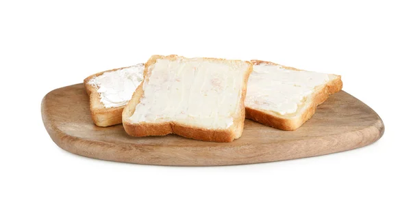 Délicieux Toasts Beurre Sur Fond Blanc — Photo