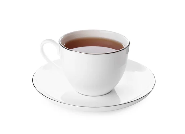 Beyaz Üzerine Izole Edilmiş Bir Fincan Kokulu Sıcak Çay — Stok fotoğraf
