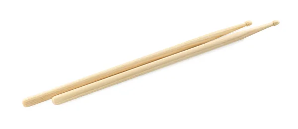 Drumsticks Λευκό Φόντο Πάνω Όψη Μουσικό Όργανο — Φωτογραφία Αρχείου
