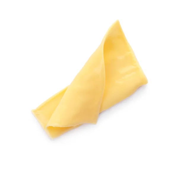 Scheibe Köstlichen Käse Isoliert Auf Weiß — Stockfoto