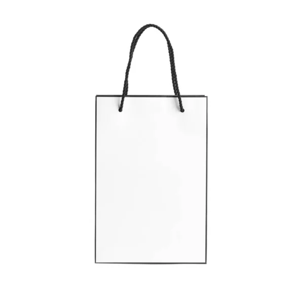 Stylish Gift Paper Bag Isolated White — Stock Photo, Image