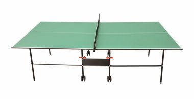 Yeşil ping pong masası beyaz üzerine izole