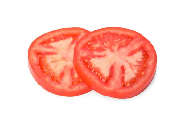 Slices Ripe Tomato Isolated White — Stock Photo, Image