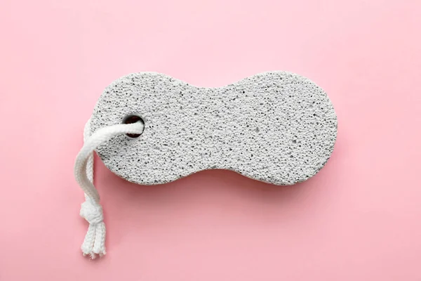 White Pumice Stone Pink Background Top View — Stock Photo, Image