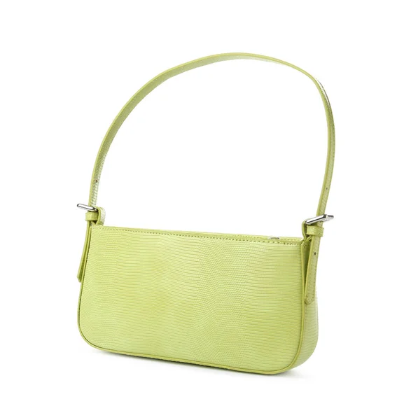 Stylish Light Green Baguette Bag Isolated White — Stock Photo, Image