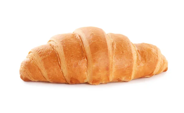 Lahodný Čerstvý Křupavý Croissant Izolovaný Bílém — Stock fotografie