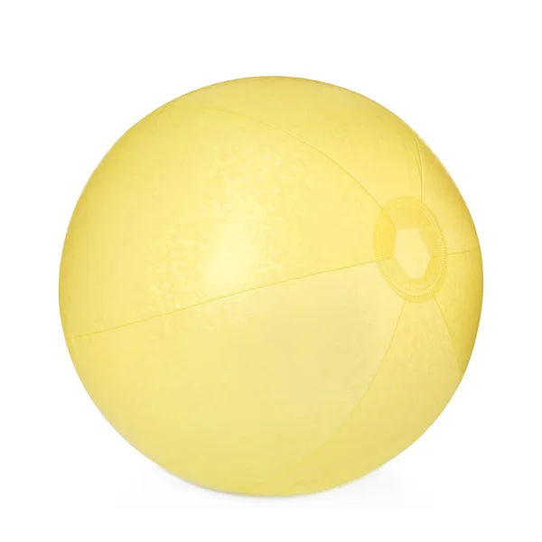 Надувной Желтый Пляжный Мяч Изолирован Белом — стоковое фото