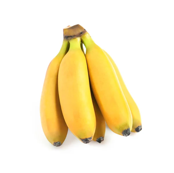 Cluster Ripe Baby Bananas White Background — Stock Photo, Image