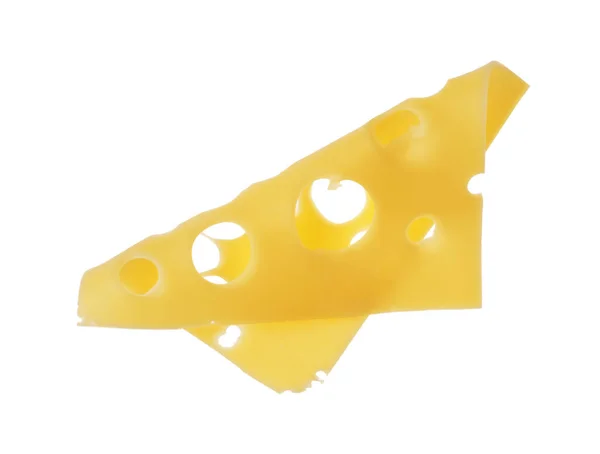 Slice Delicious Cheese Isolated White — Stock Photo, Image