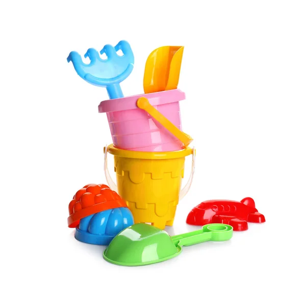 Kolorowy Zestaw Zabawek Plażowych Izolowany Biało — Zdjęcie stockowe