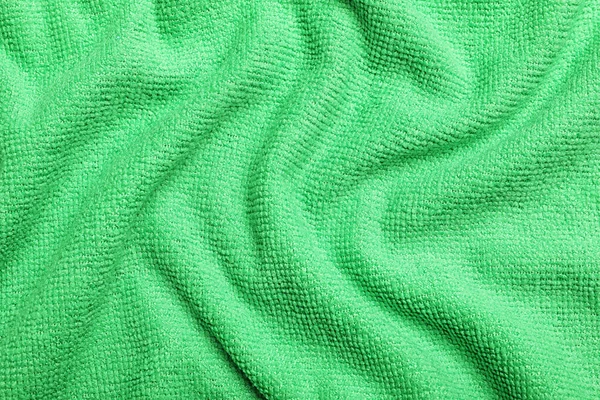 Смятая Светло Зеленая Ткань Микроволокна Качестве Фона Крупным Планом — стоковое фото
