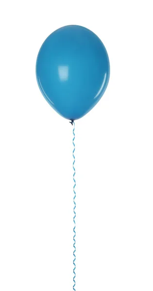 Jasnoniebieski Balon Wyizolowaną Białym Wstążką — Zdjęcie stockowe
